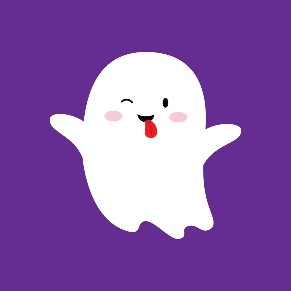 Cartoon Halloween ghost character showing tongue vector