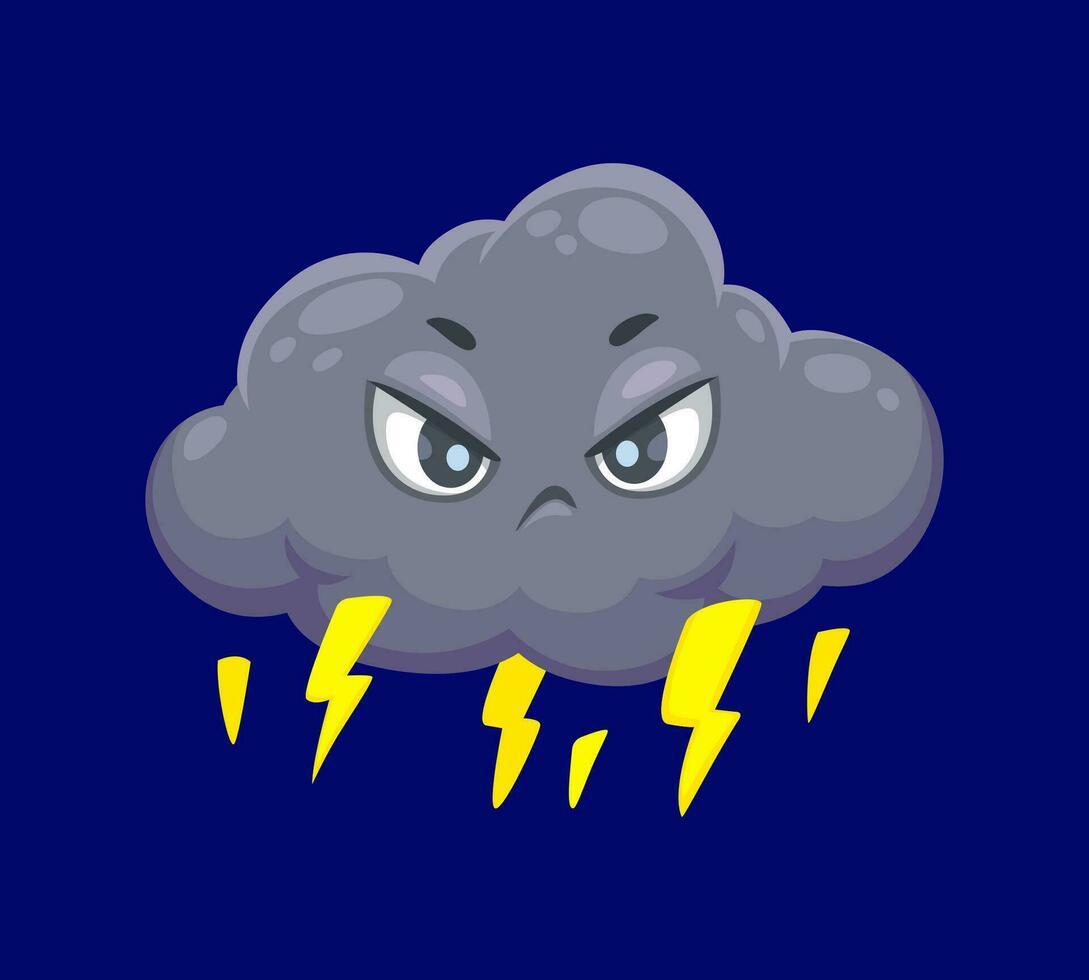 Cartoon cute lightning cloud weather character vector