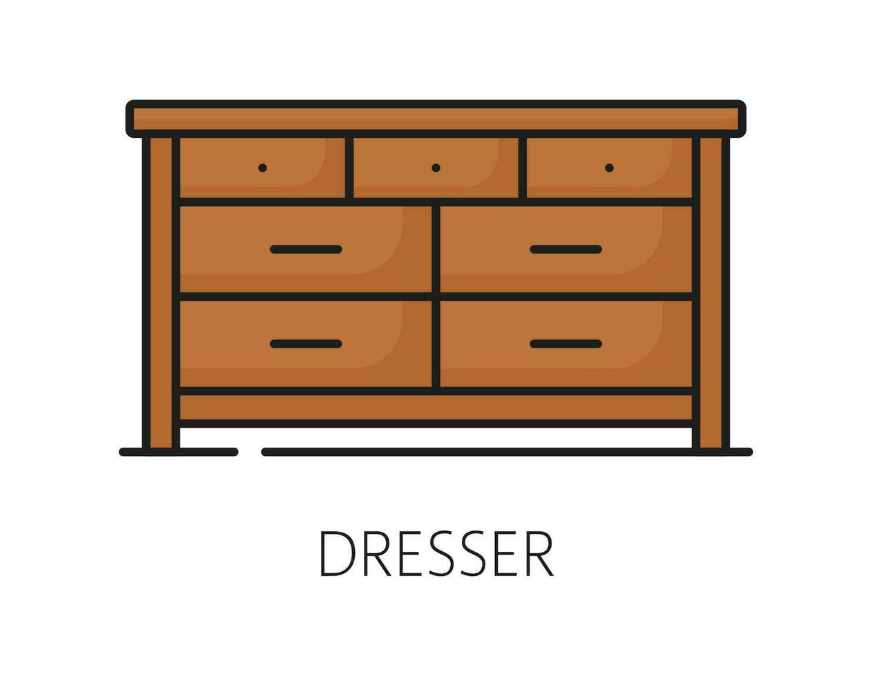 Dresser furniture icon, home interior item vector