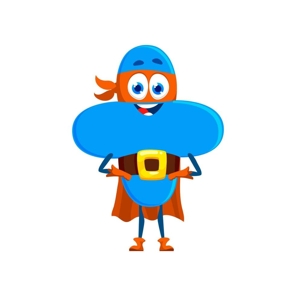 Cartoon math plus number superhero character vector