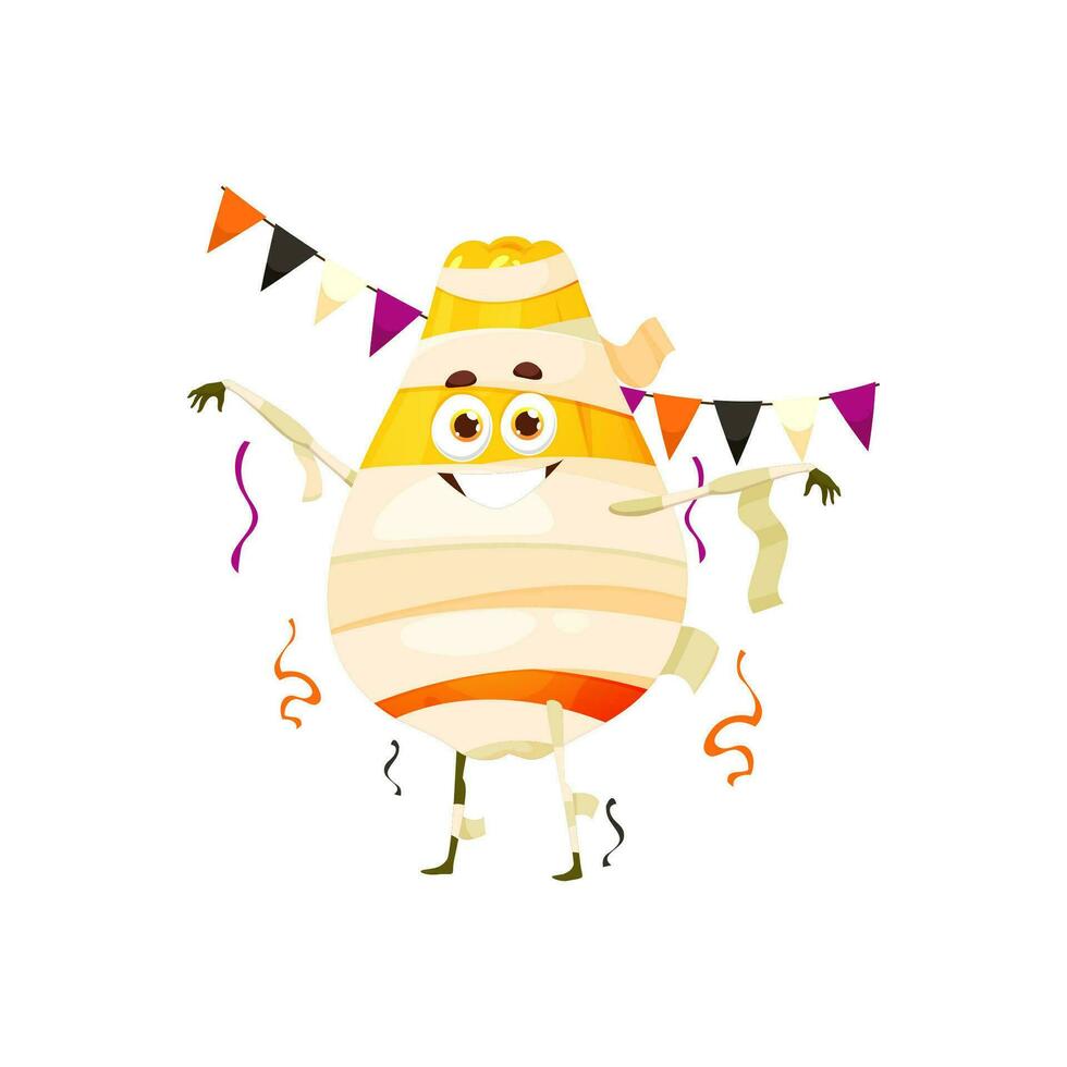 Cartoon funny Halloween papaya in costume of mummy vector