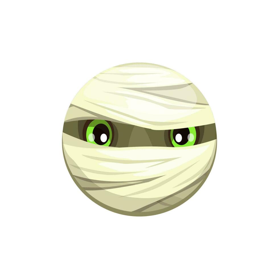 Cartoon Halloween mummy emoji character in bandage vector