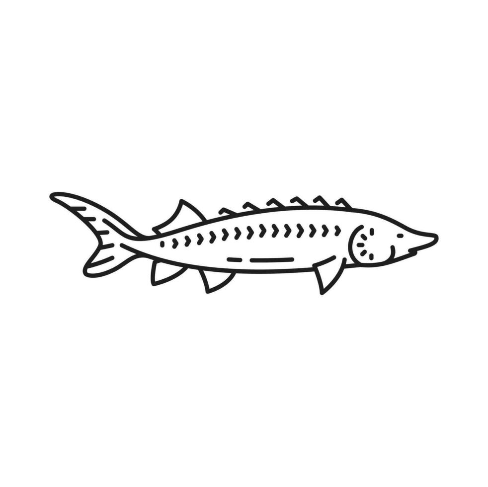 Fish line icon, mackerel tuna outline vector