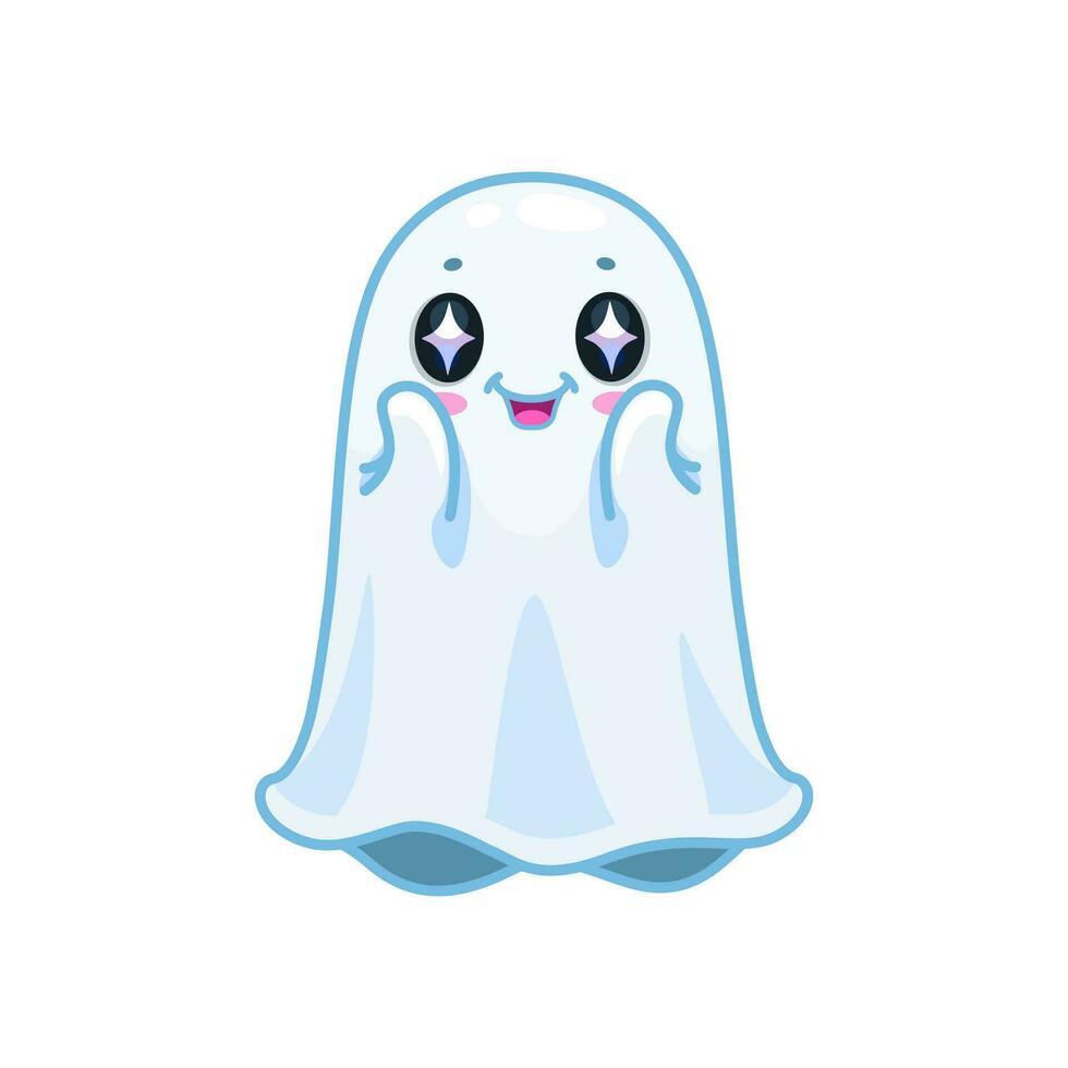 Halloween ghost character with sparkling eyes vector