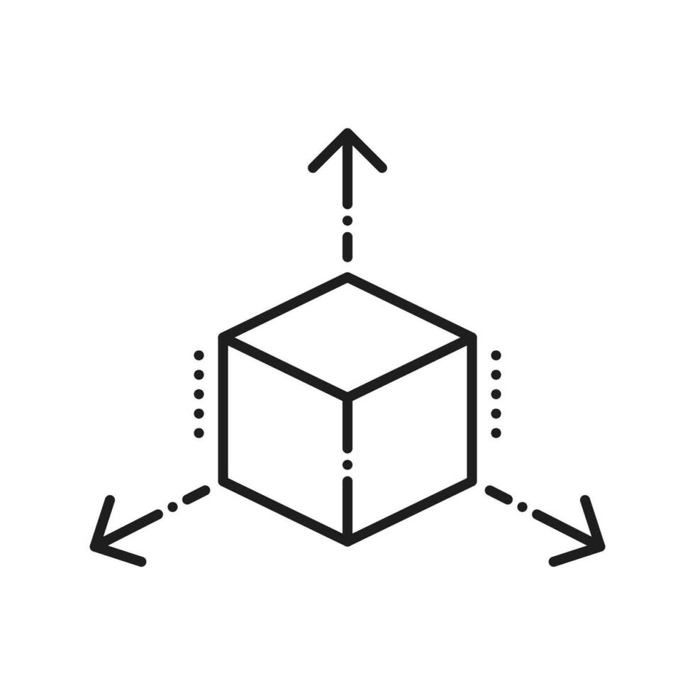 Cube scale with arrows, scalability concept icon vector