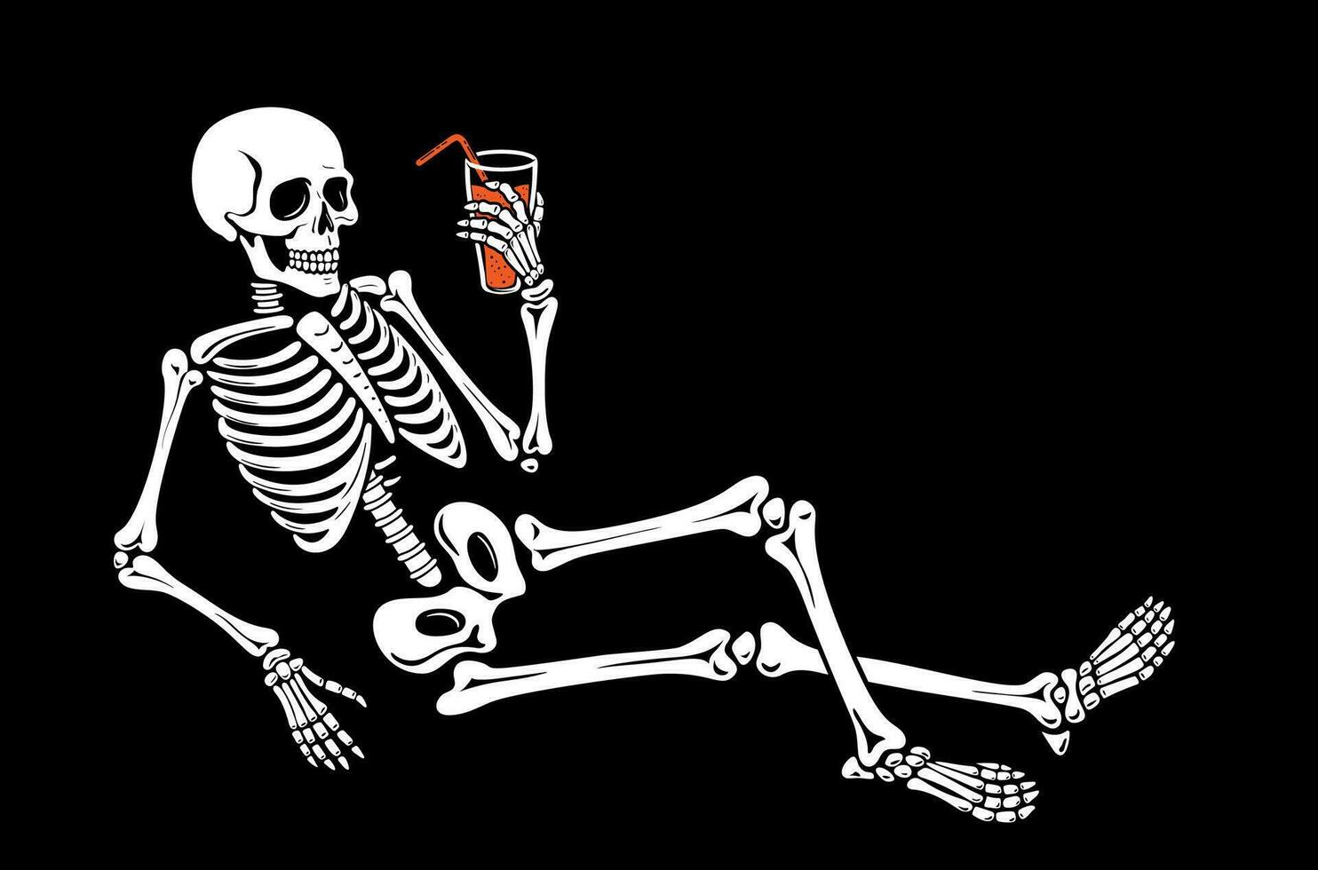 Halloween skeleton vector personage drink cocktail