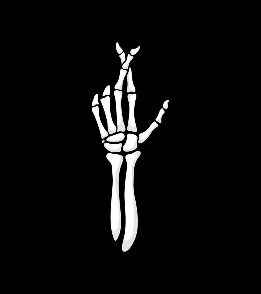 Skeleton hand forms crossed fingers lie gesture vector