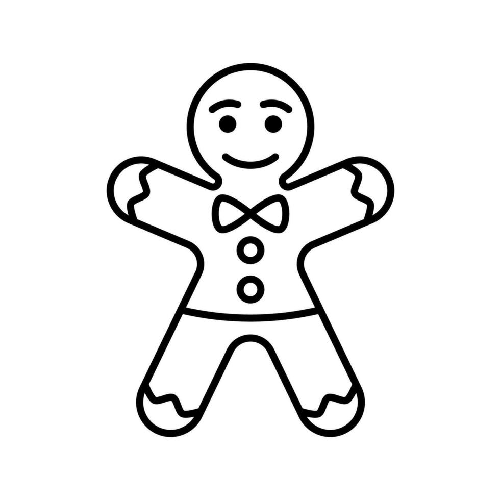 Gingerbread man cookie Christmas line icon vector