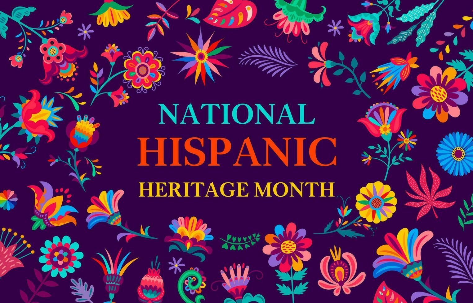 Hispanic heritage month banner of tropical flowers vector