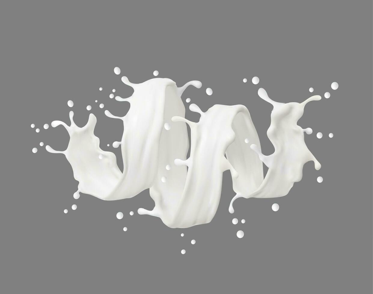 Leche crema o yogur blanco ola fluir chapoteo 3d vector