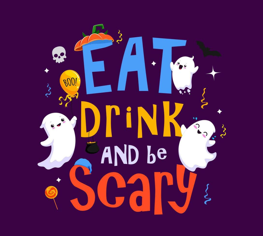 Halloween holiday quote eat drink and be scary vector