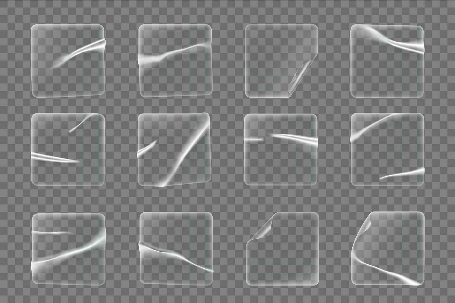 Transparent square plastic stickers and patches vector