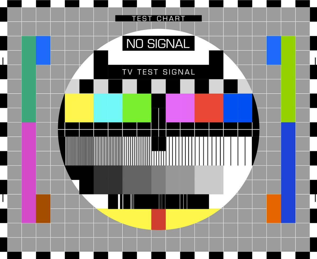 TV signal test screen table, television broadcast vector