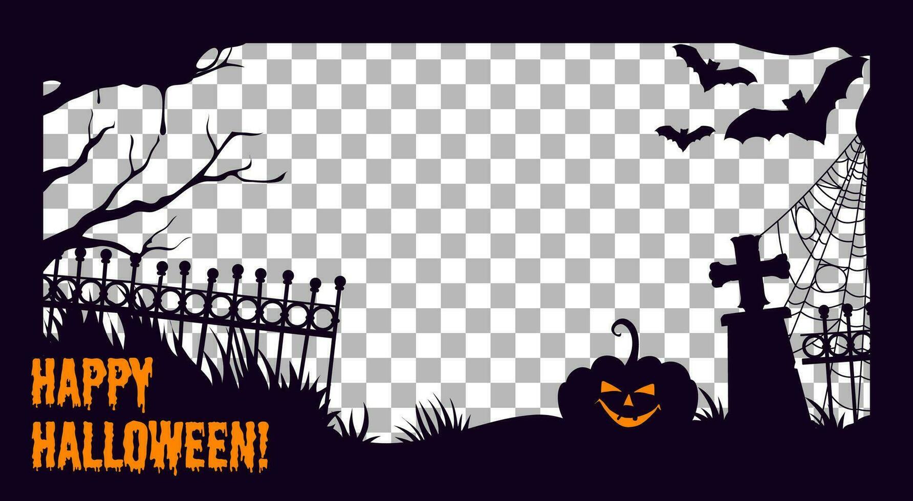 Halloween social media post black frame template vector