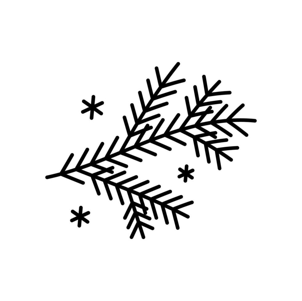 Christmas tree branch winter holiday line icon vector
