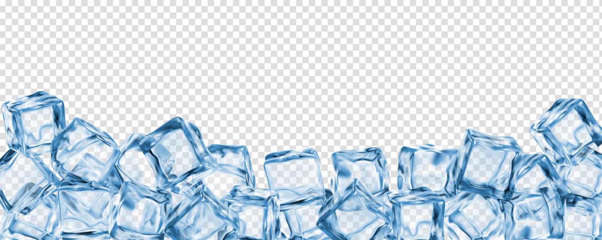 Ice cubes background, realistic ice blocks frame vector