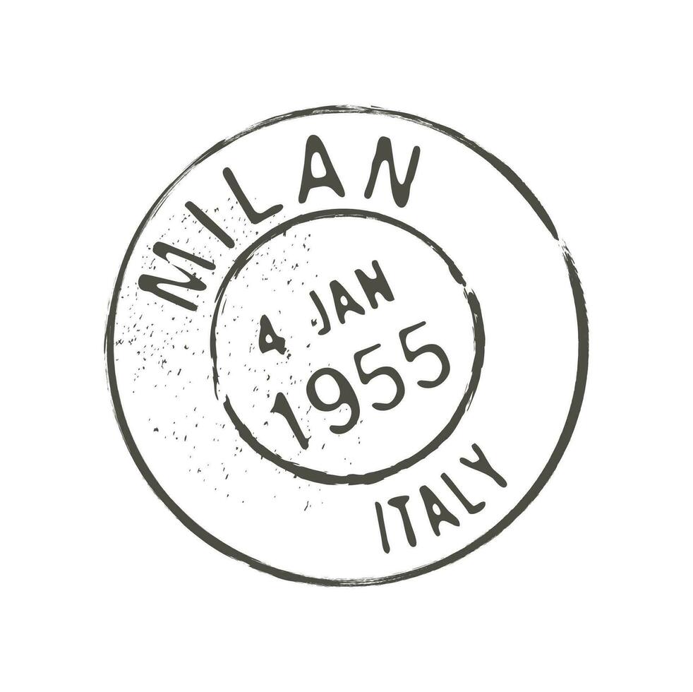 Italian Milan postage and retro postal stamp vector