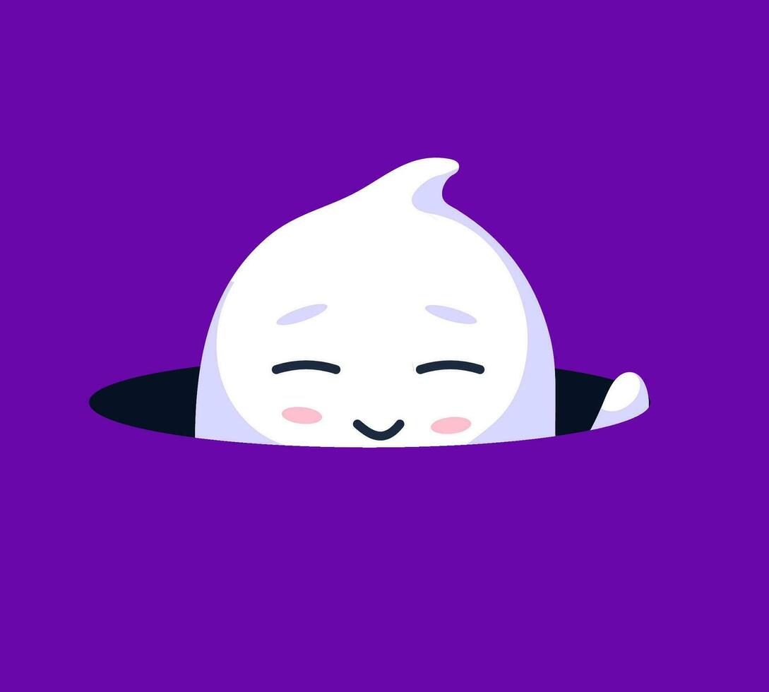 Halloween kawaii ghost peek out from the hole vector