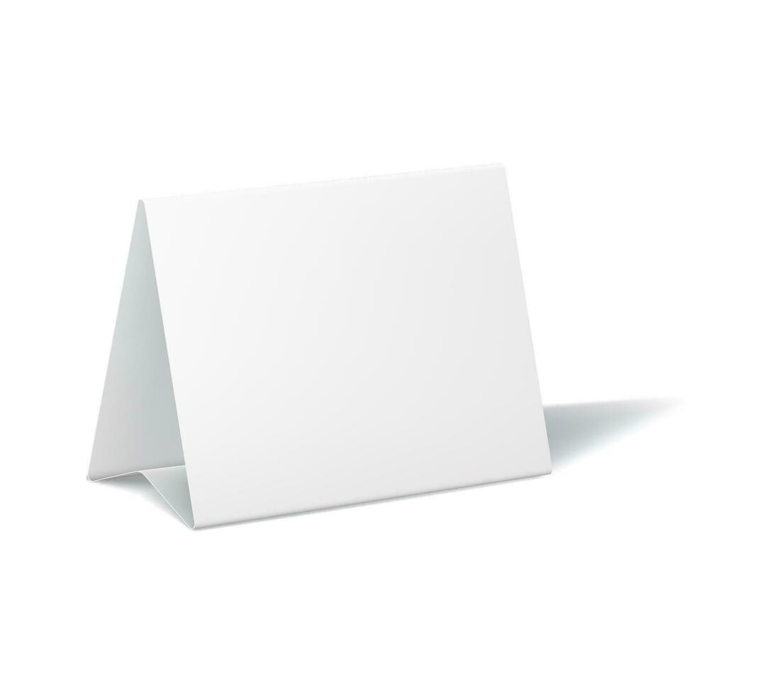 Table stand paper tent card, menu display mockup vector