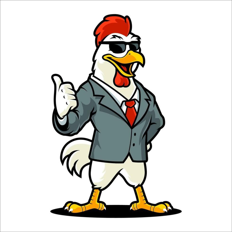 pollo polla dibujos animados vistiendo traje vector