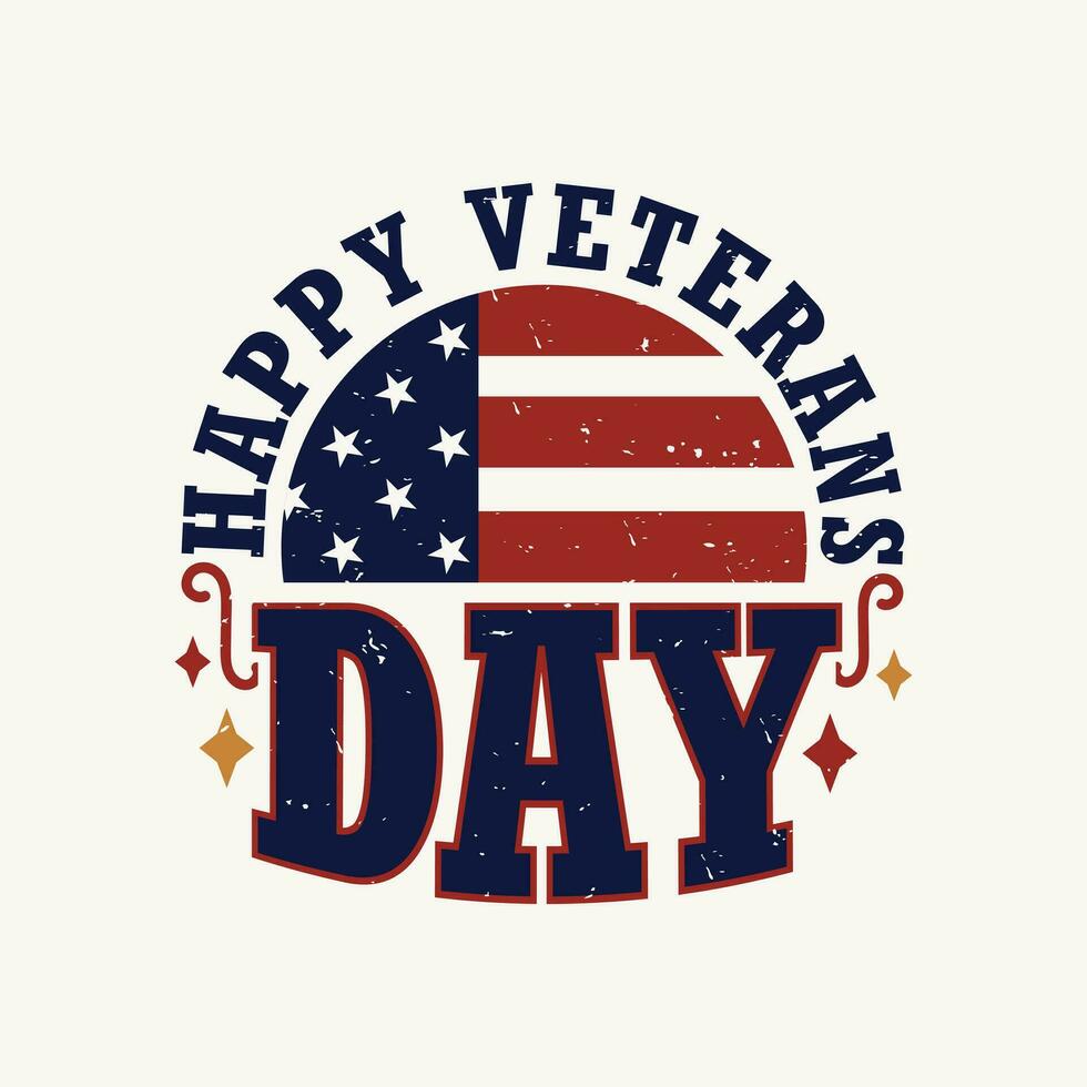 Happy Veterans Day lettering United state of America, U.S.A veterans day design. vector