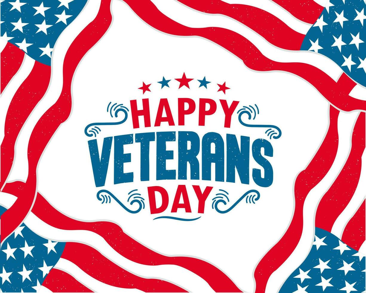 November 11th, United state of America, U.S.A veterans day illustration with American flag and soldiers vector