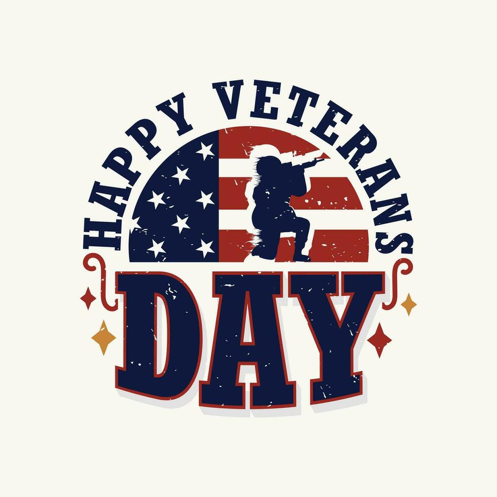 Happy Veterans Day lettering United state of America, U.S.A veterans day design. vector