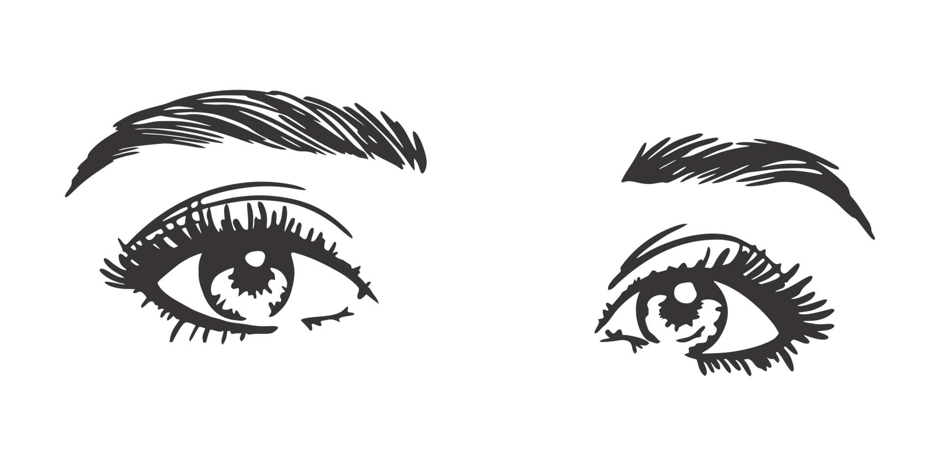 Beautiful female eyes black and white transparent illustration png
