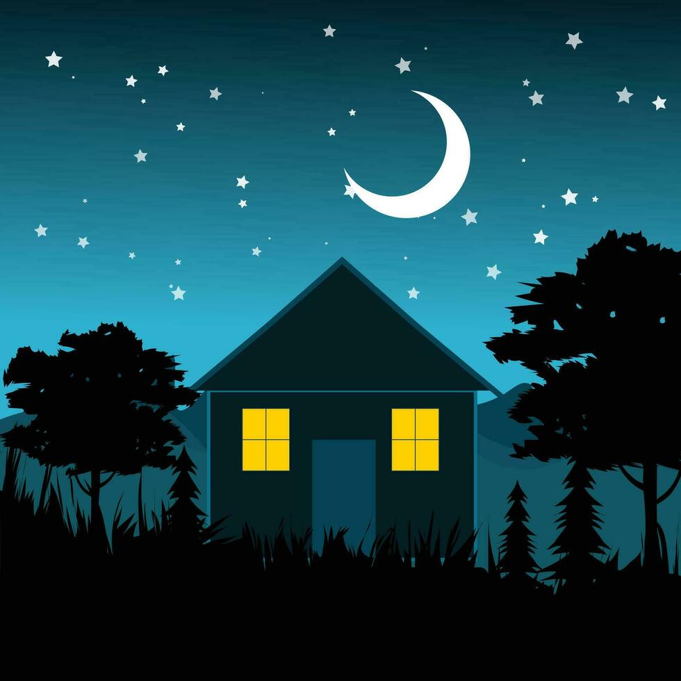 House In Mountains Background Illustration vector