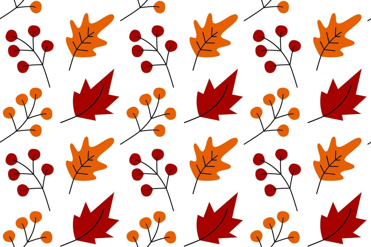 Vector abstract seamless pattern with leaves and twigs in trendy autumn shades. Happy Thanksgiving
