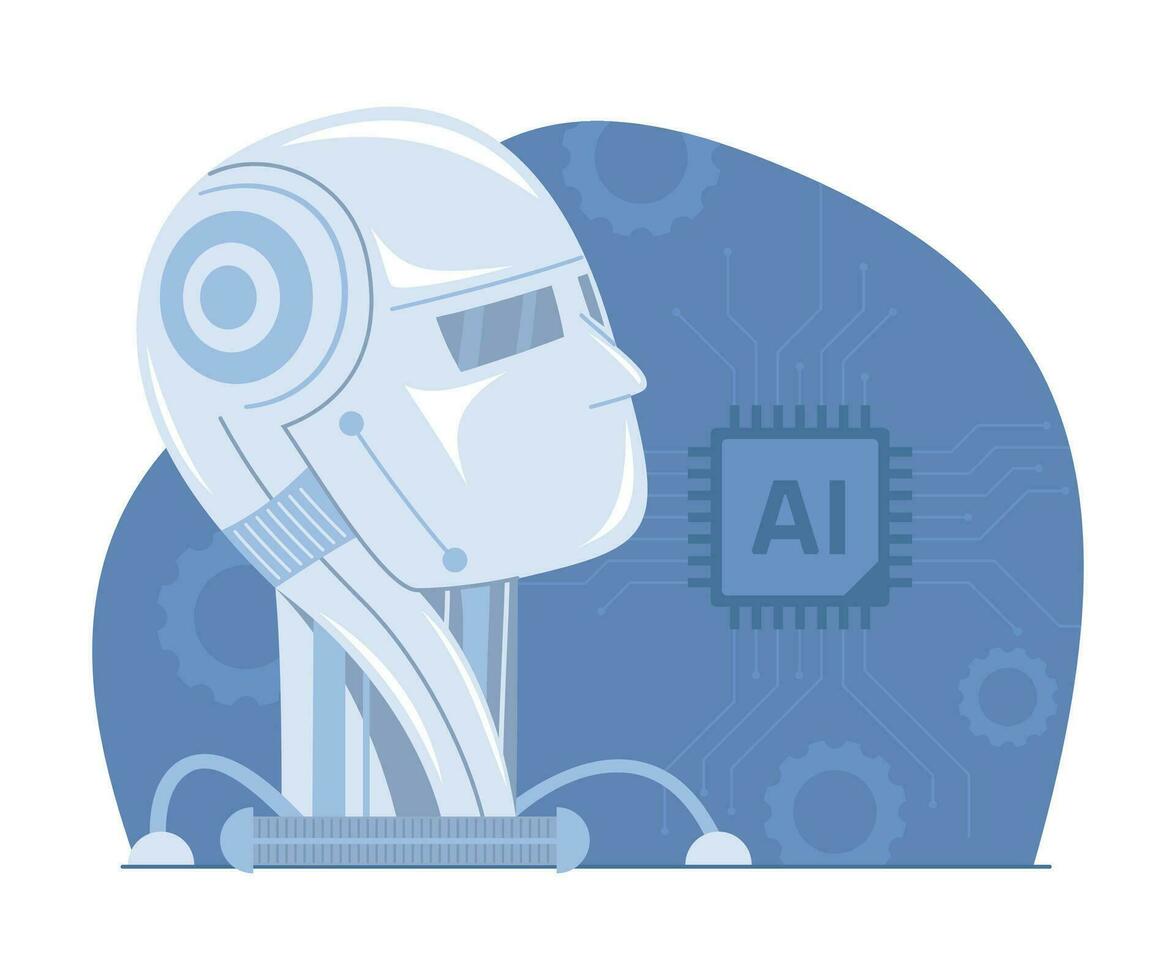 Robotic Head for Artificial Intelligence Technology Concept Illustration vector