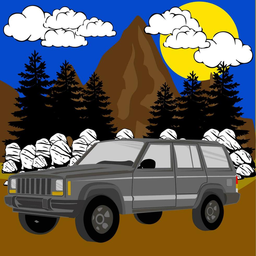 adventure car illustration vector