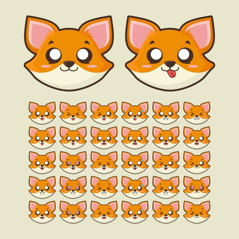 Cute Cartoon Fox Character Expression vector
