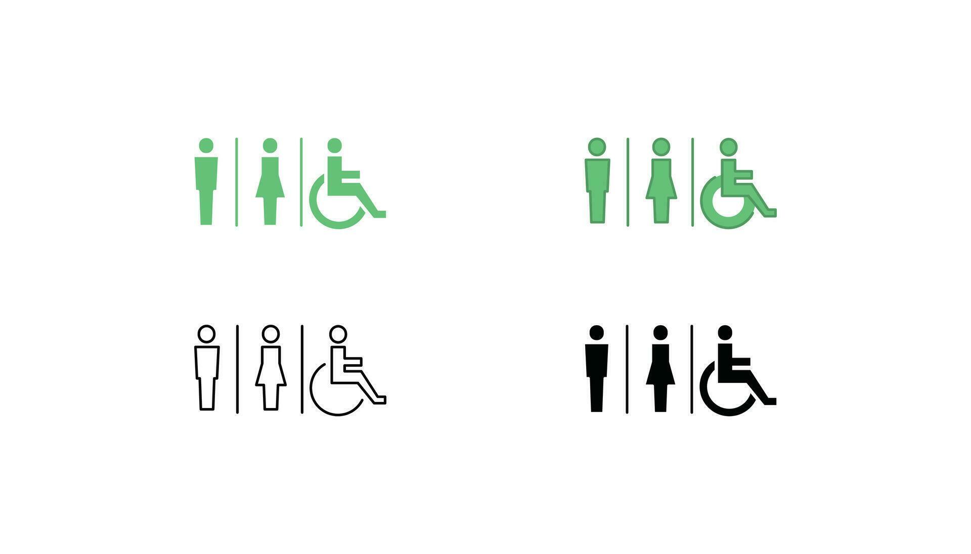 Toilet signage set. Outdoor sign of public toilet or restroom access
