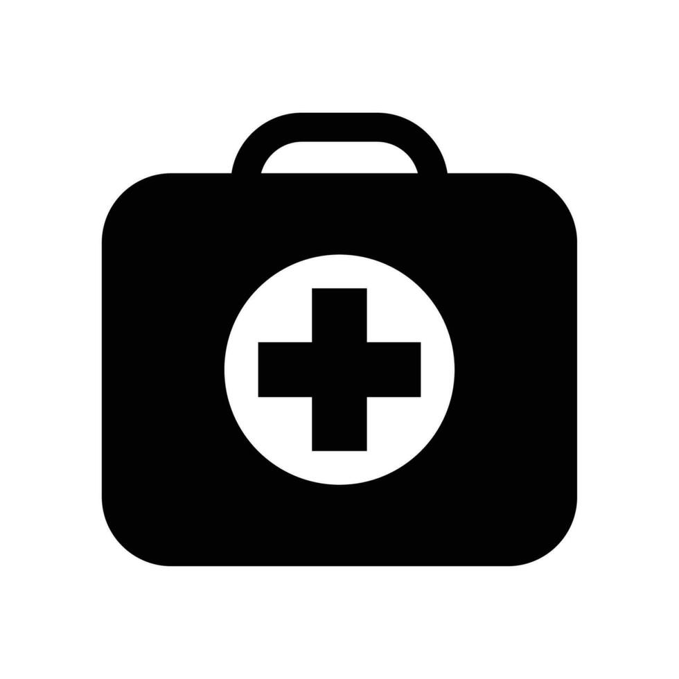 ambulancia maleta icono. primero ayuda equipo, médico caso bolsa, medicina caja con cruzar emergencia símbolo. clínica equipo para rescate diagnóstico. vector ilustración diseño.