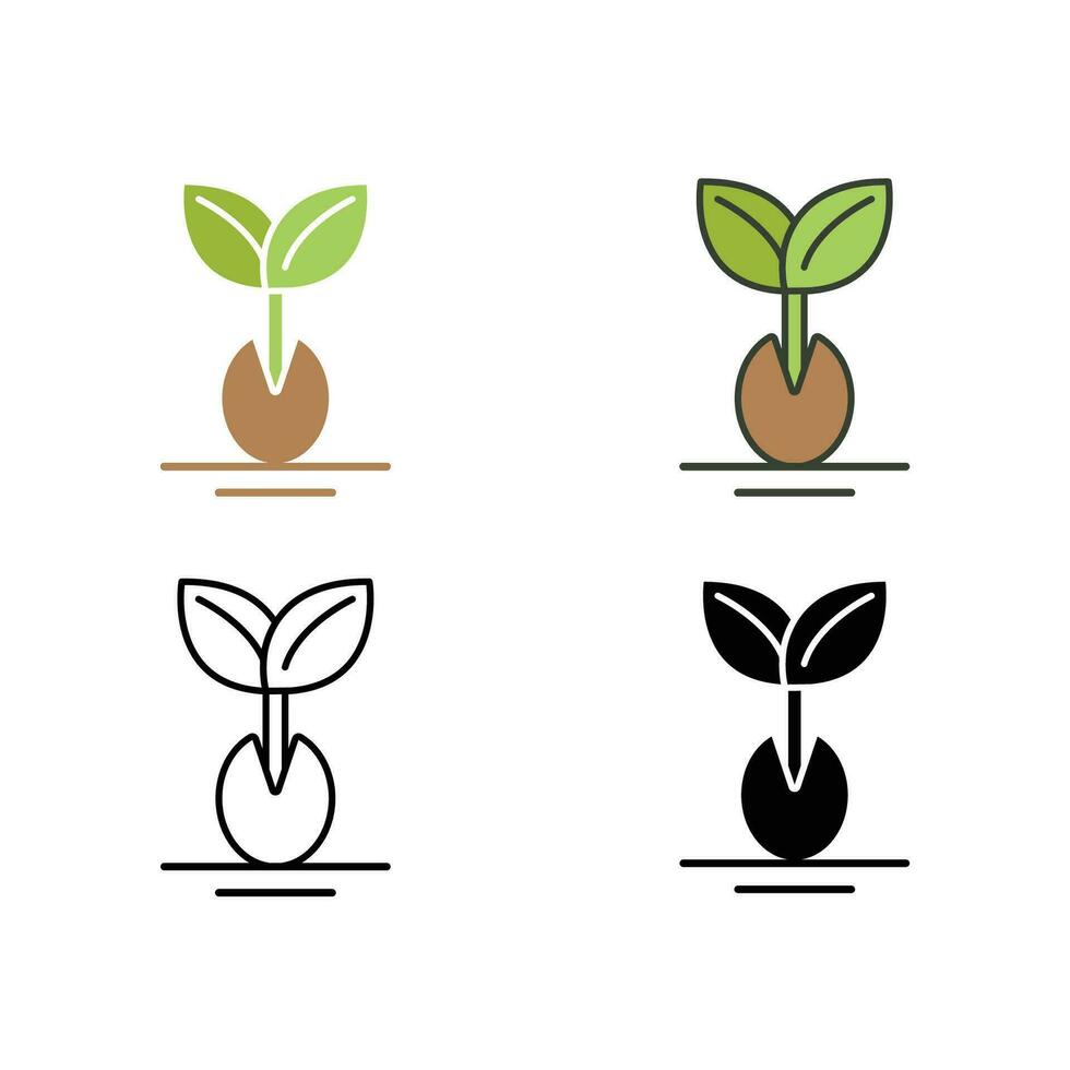 Seedling, germination, growing tree, plant growing for farming, gardening, agriculture, ecological and environmental concept. Growing seed icon. Vector illustration. Design on white background. EPS 10