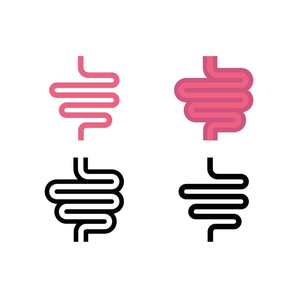Intestine organ as part of digestive system. Human intestine, small intestine for food absorption in digestion system. Digestion, intestine icon. Vector illustration. Design on white background. EPS10
