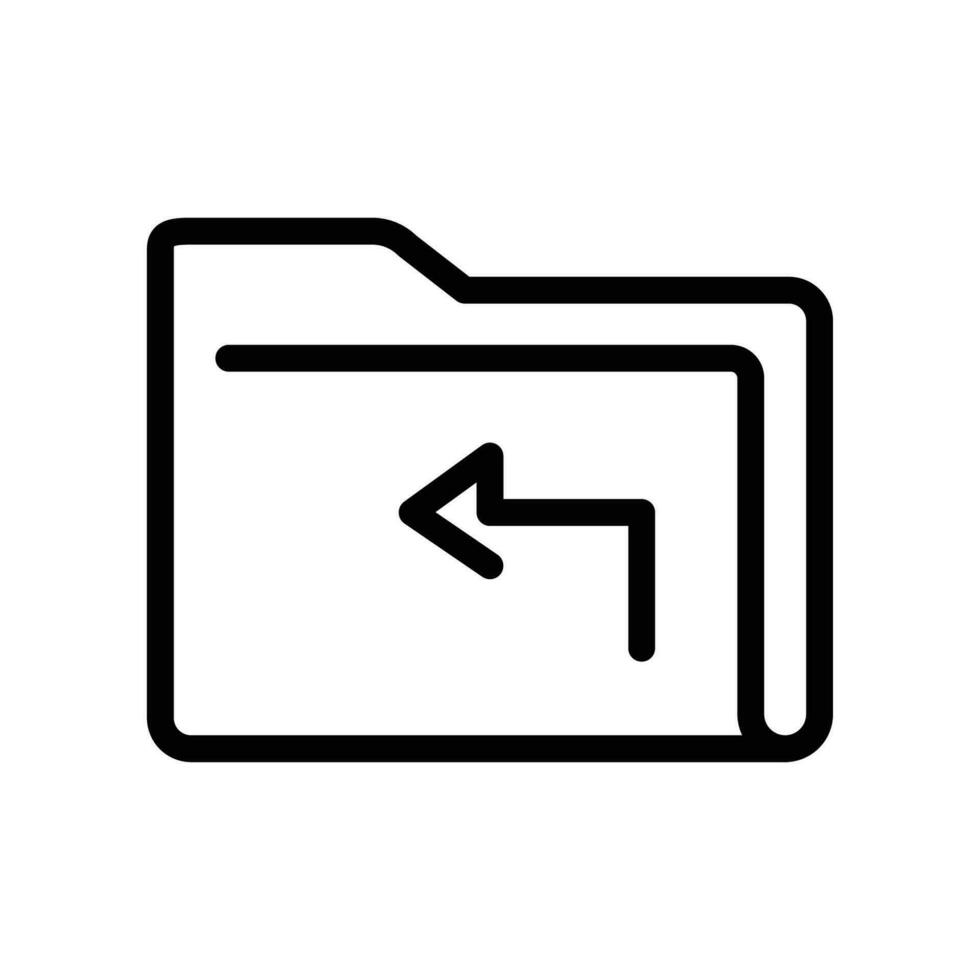 Direction document with next or upper symbol line icon. Reload and transfer data. directory storage with left arrow sign. Share folder. Vector illustration. Design on white background. EPS 10