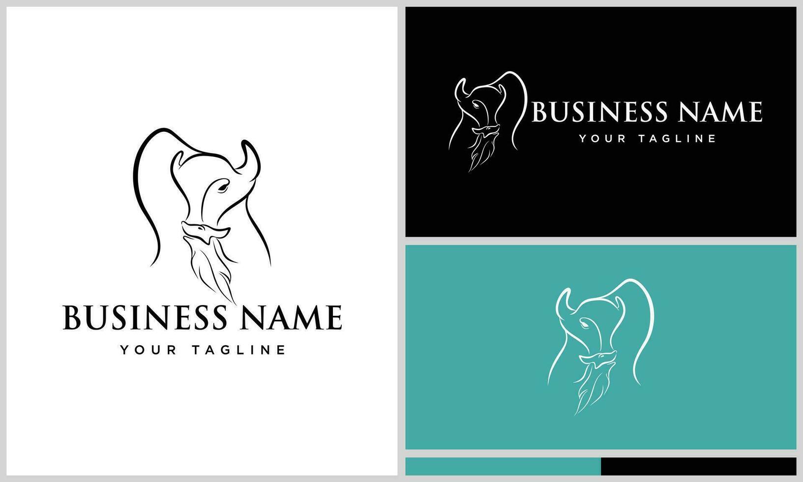 bison and fox logo template vector