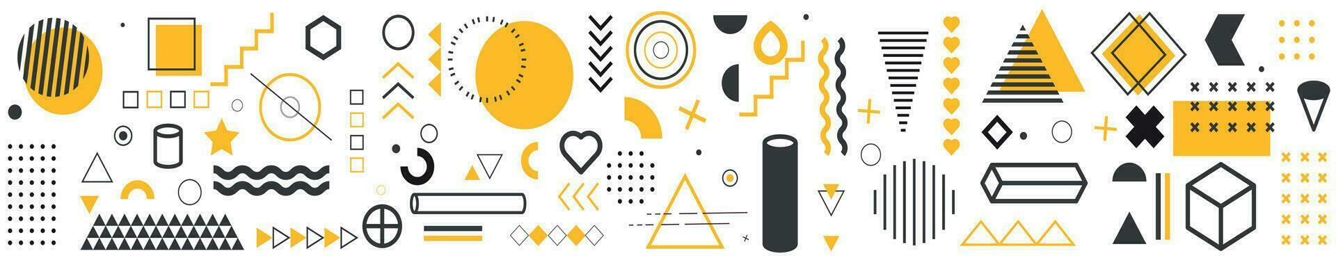 Geometric shapes. Memphis design, retro elements for web, vintage, advertisement, commercial banner, poster, leaflet, billboard, sale. Collection trendy halftone vector geometric shapes.