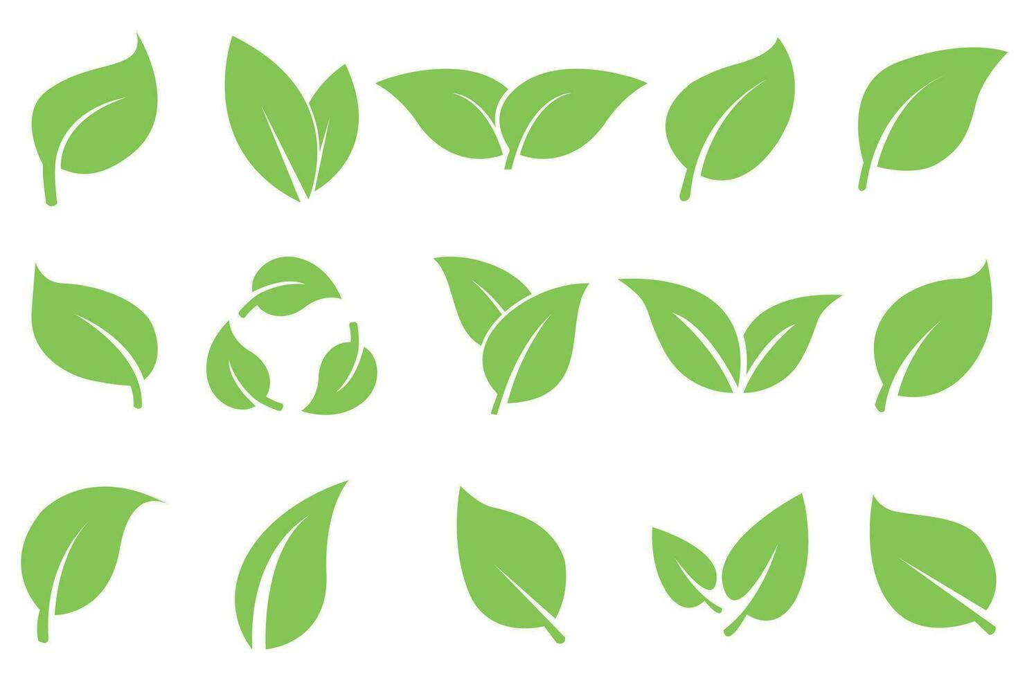 verde hoja. conjunto de verde hoja iconos verde color. hojas verde color icono logo. hojas en blanco antecedentes. ecología. vector ilustración.