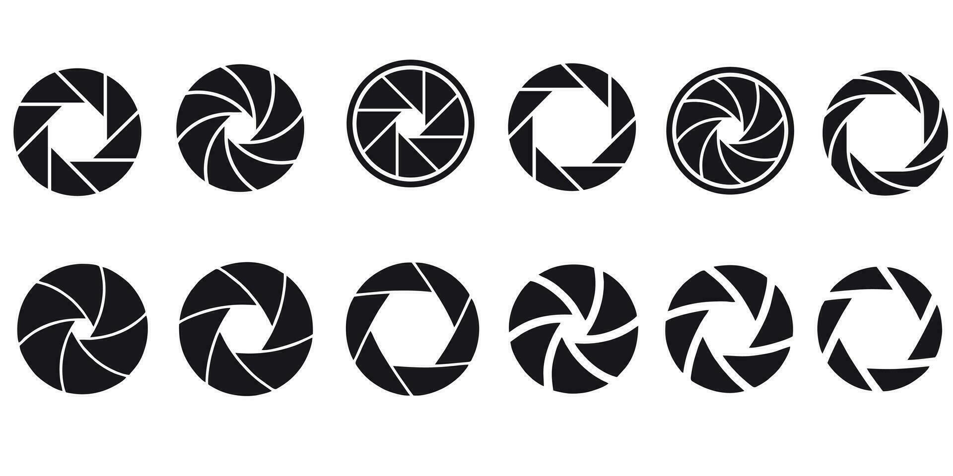 Camera shutter icons set. Set photo camera lens diaphragm. Camera shutter icons. Diaphragm icon, photography symbol vector illustration.