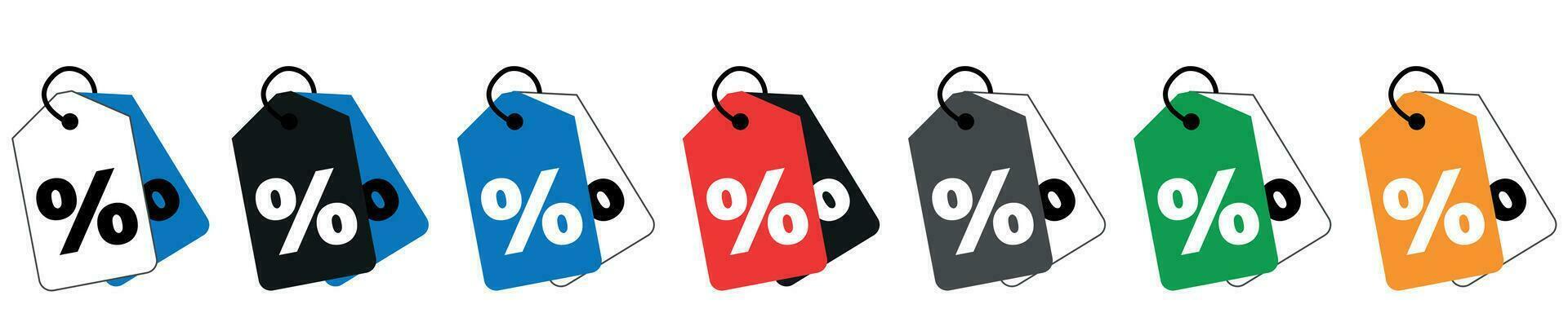 Set of discount coupon or shopping tag. Label with percentage, discount offer tag symbol. Sale price tag with discount offer. Vector illustration