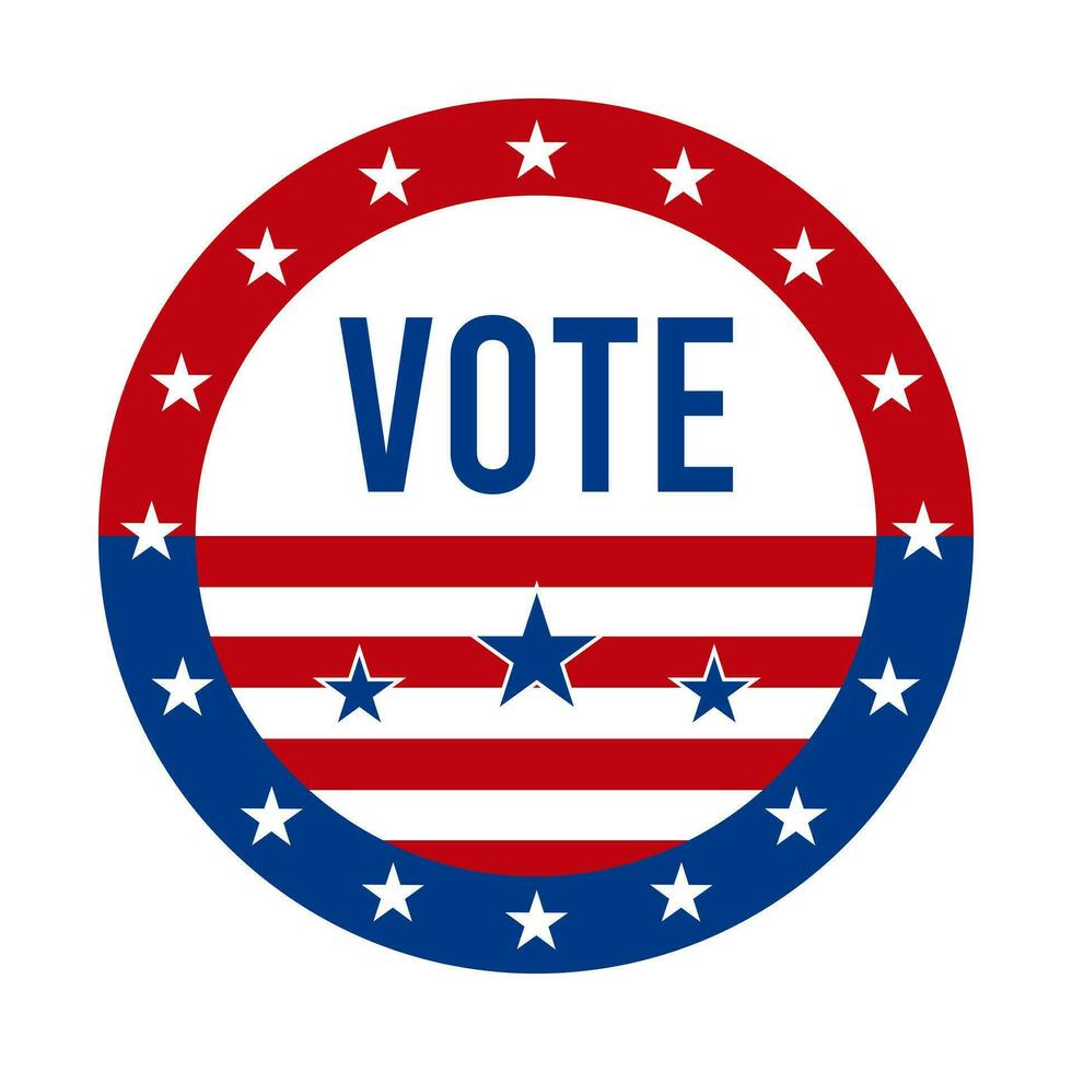 presidencial elección votar Insignia - unido estados de America. Estados Unidos patriótico símbolo - americano bandera. democrático republicano apoyo alfiler, emblema, sello o botón. vector