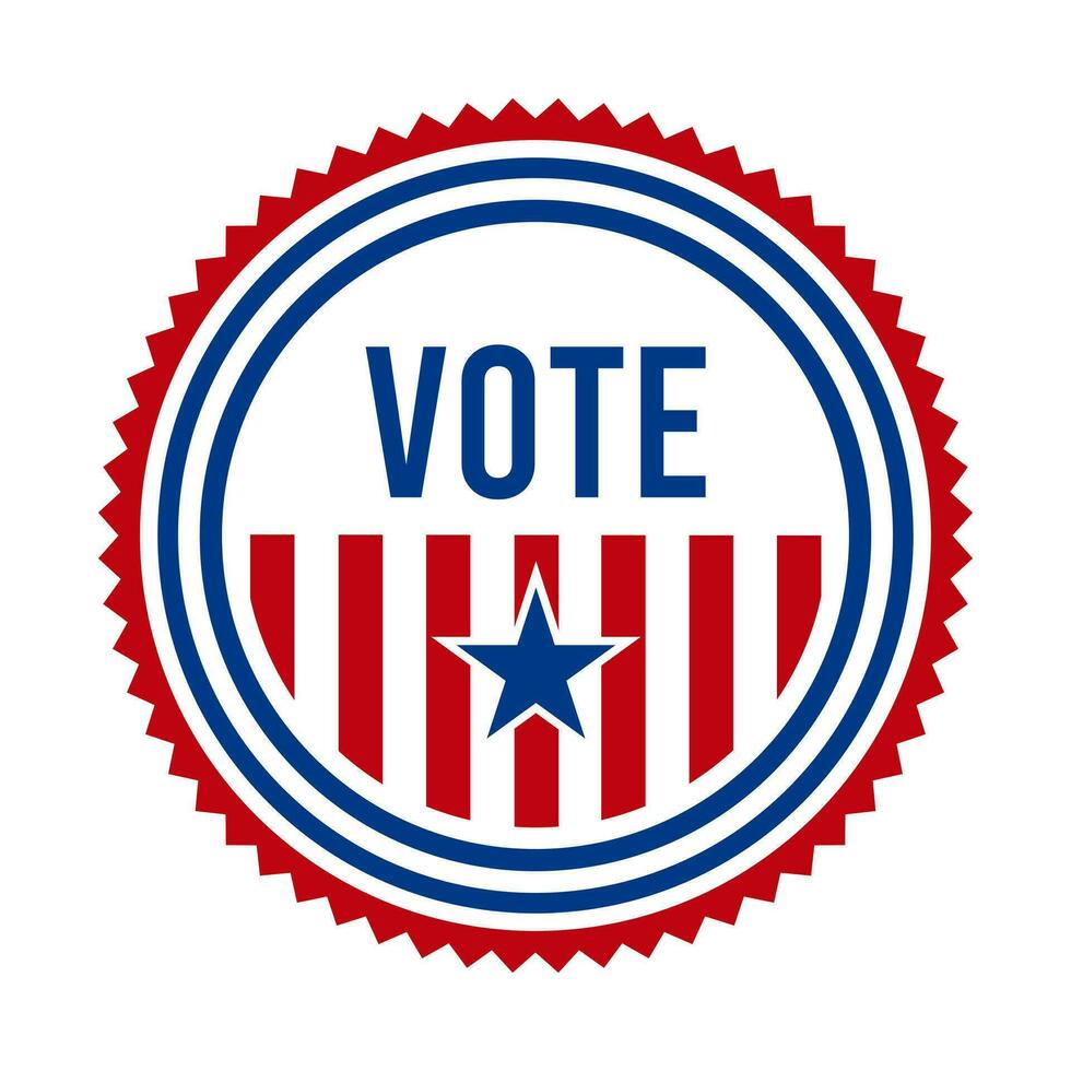 Presidential Election Vote Badge. USA Patriotic Stars and Stripes. United States of America Democratic or Republican President Party Support Pin, Stamp, Brooch or Button. vector