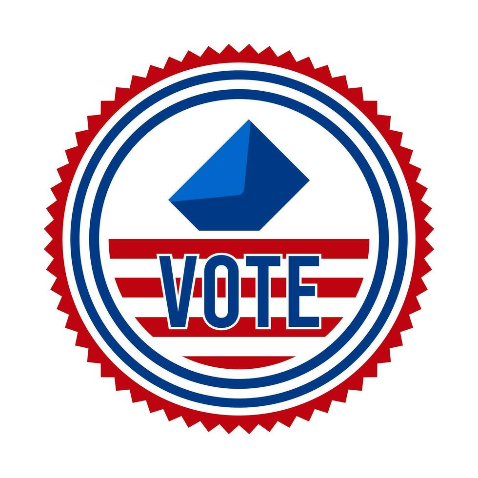 Presidential Election Vote Badge. USA Patriotic Stars and Stripes. United States of America Democratic or Republican President Party Support Pin, Stamp, Brooch or Button. vector