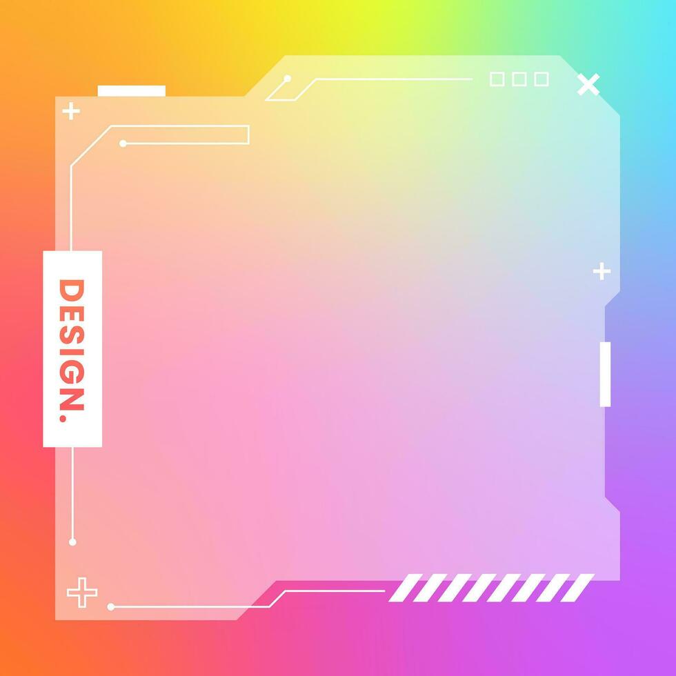 Futuristic square gradient background. Social media frame vector illustration.