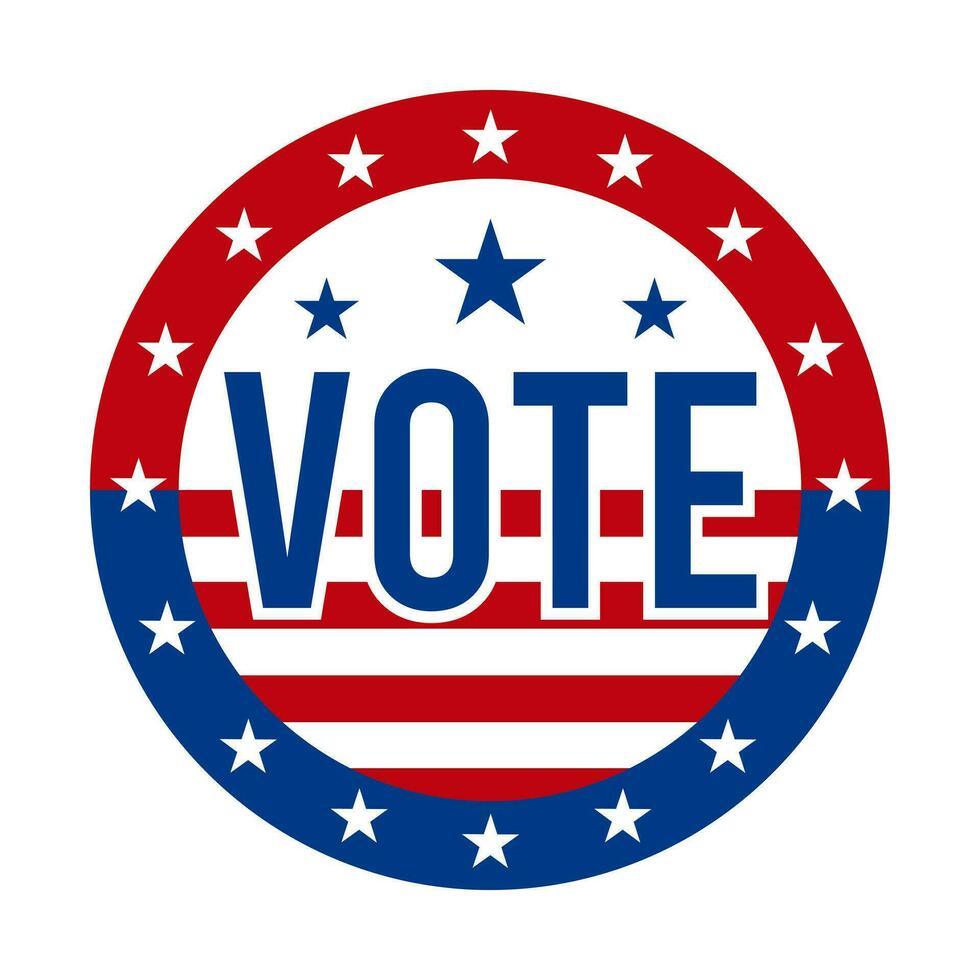 presidencial elección votar Insignia - unido estados de America. Estados Unidos patriótico símbolo - americano bandera. democrático republicano apoyo alfiler, emblema, sello o botón. vector