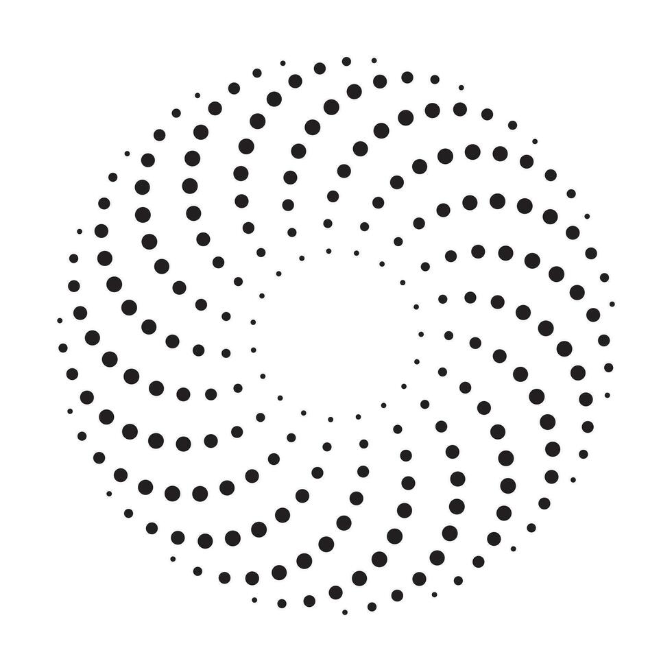 Dotted spiral vortex design element, vector illustration.