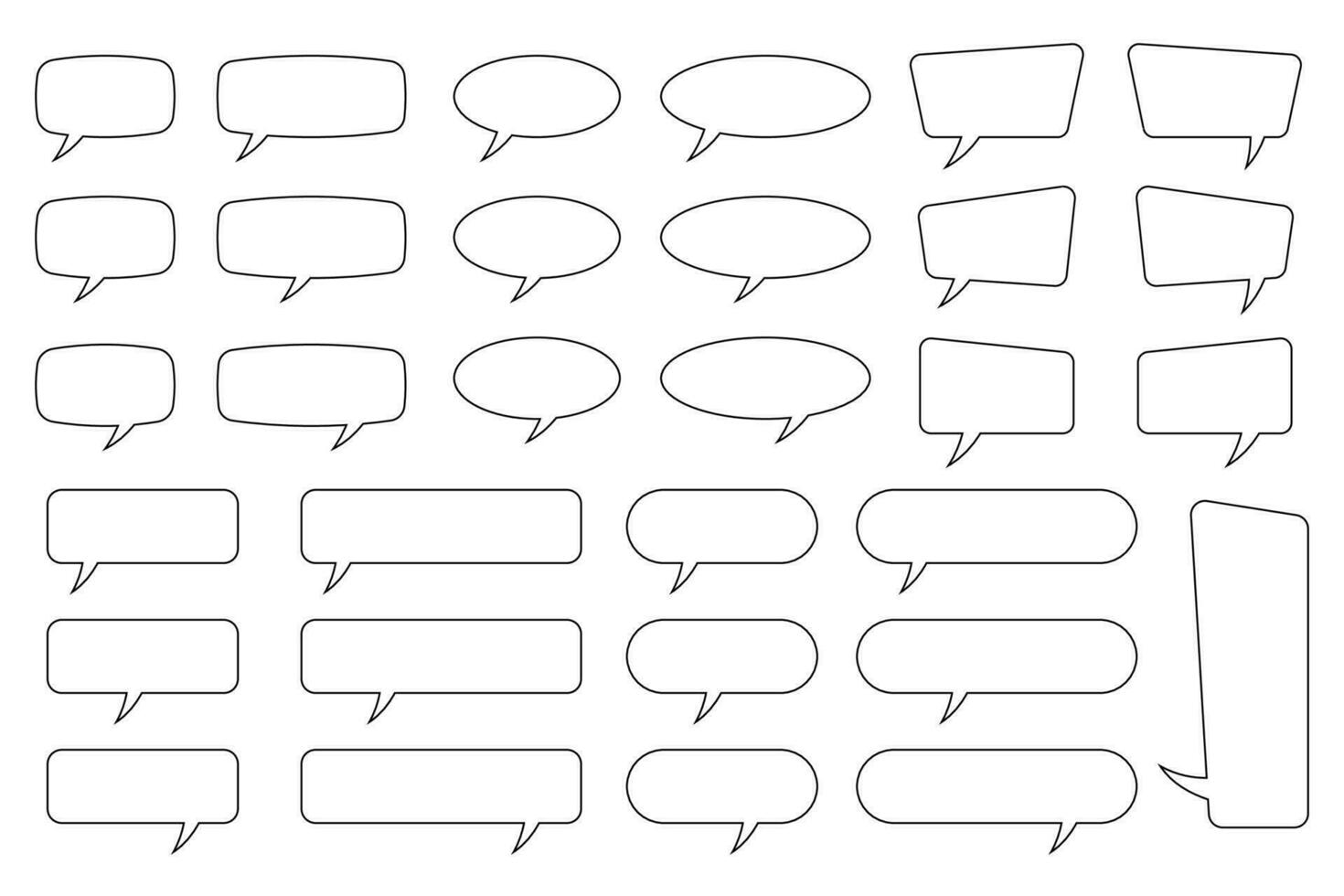 Blank empty speech bubbles, speaking or talk bubble, speech balloon, chat bubble line art vector icon for apps and websites..